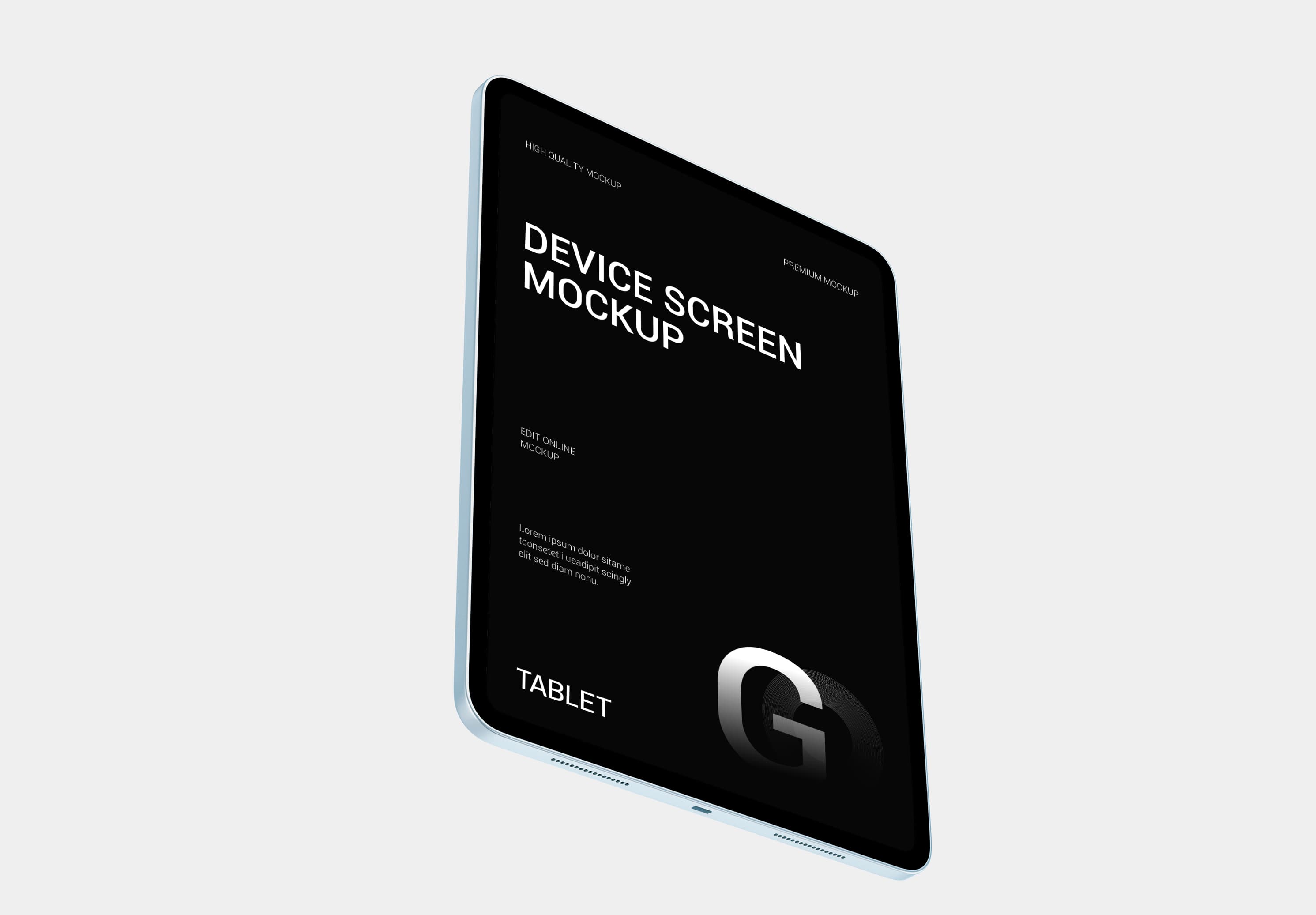 Realistic iPad Tablet Screen Mockup Vertical View
