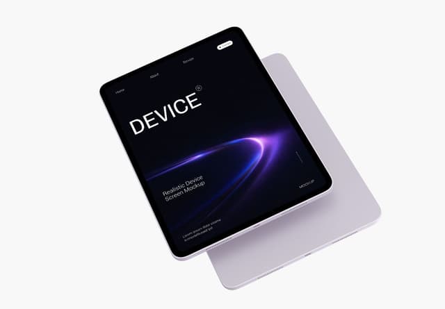 Realistic Silver Tablet Screen Mockup Angled View