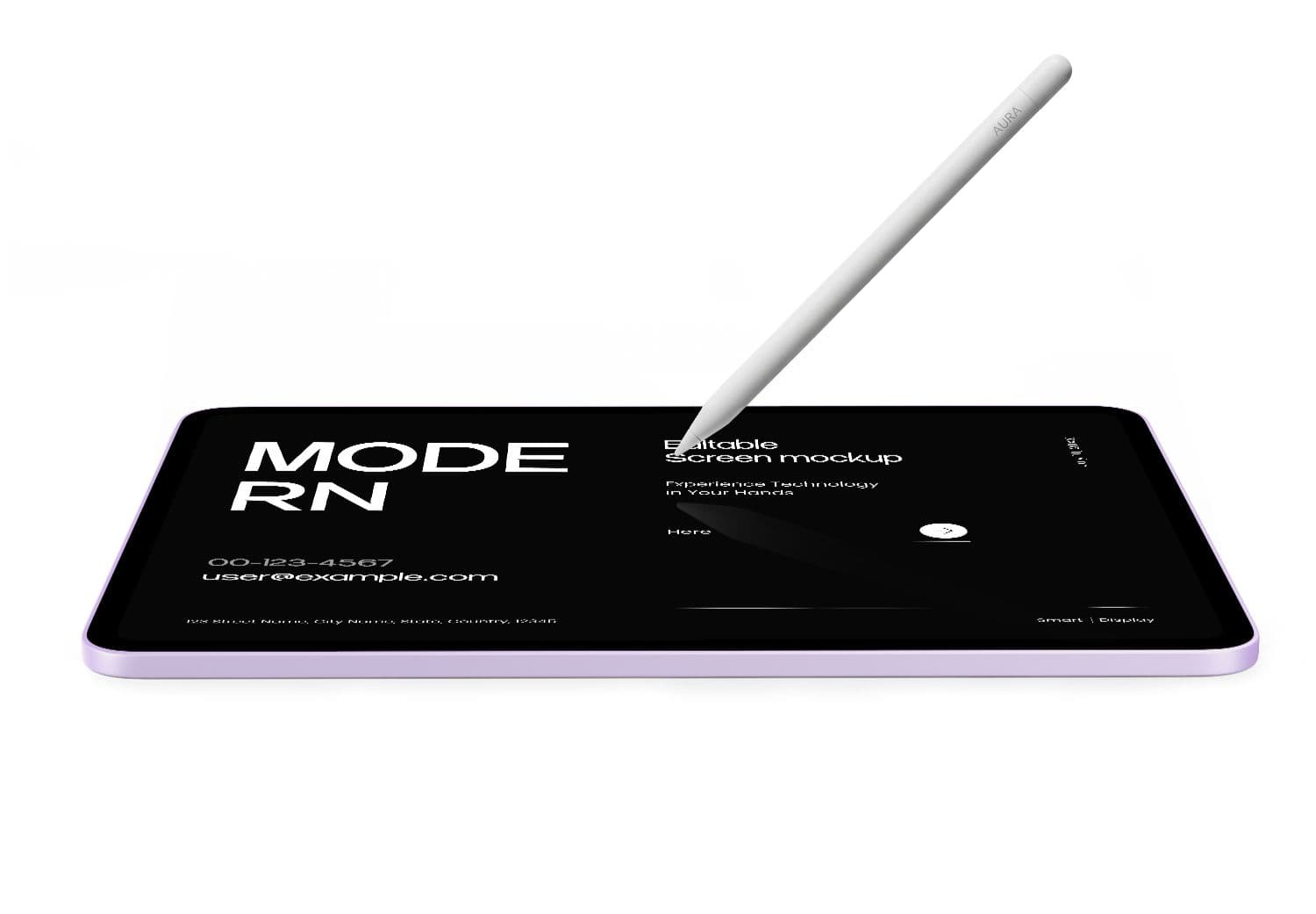 Tablet with Stylus Screen Mockup
