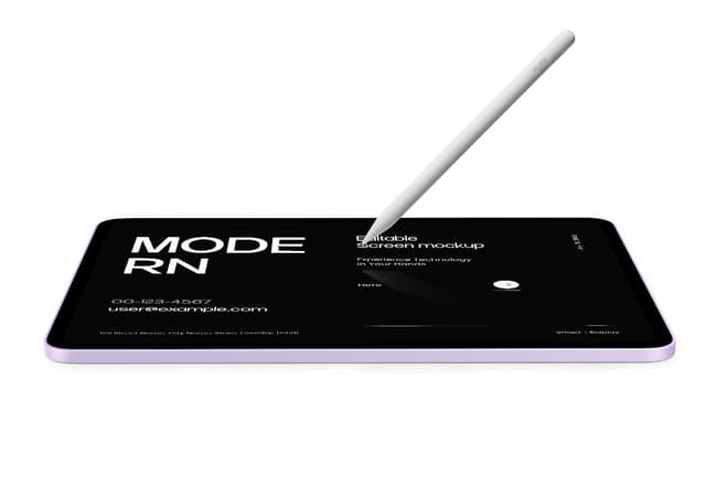 Tablet with Stylus Screen Mockup