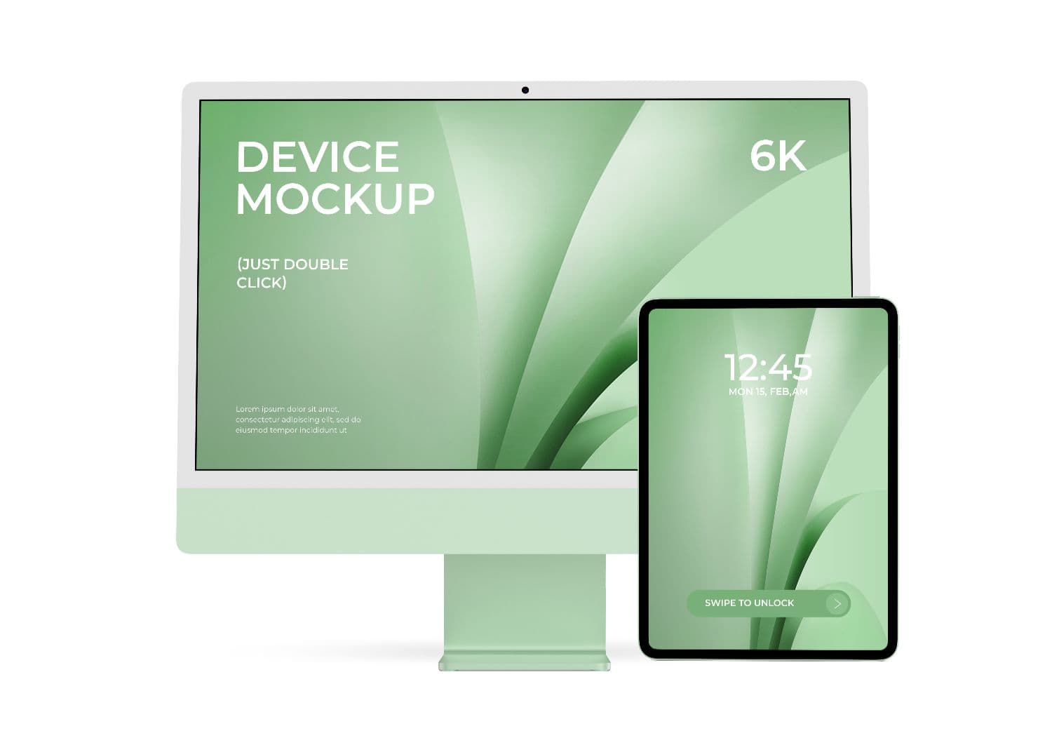 Desktop Monitor Tablet Green Screen Device Mockup