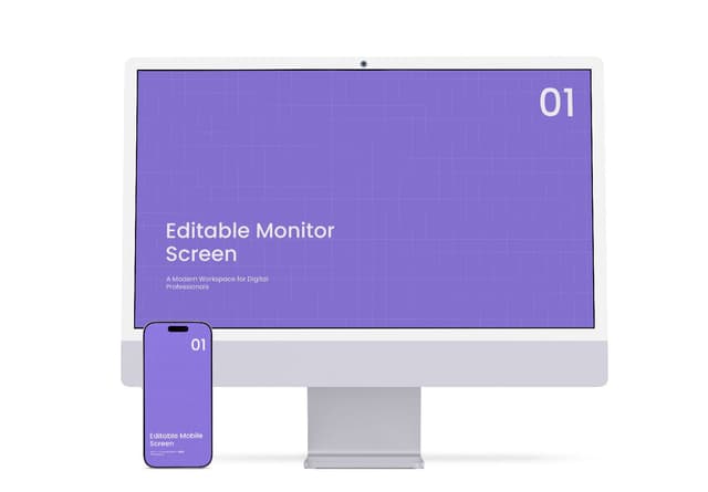 Desktop Monitor and iPhone Screen Mockup