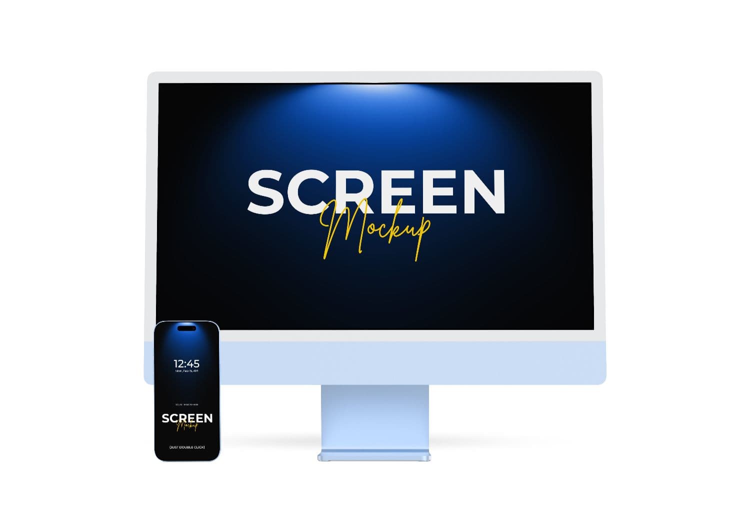 Realistic Desktop Monitor and Smartphone Screen Mockup