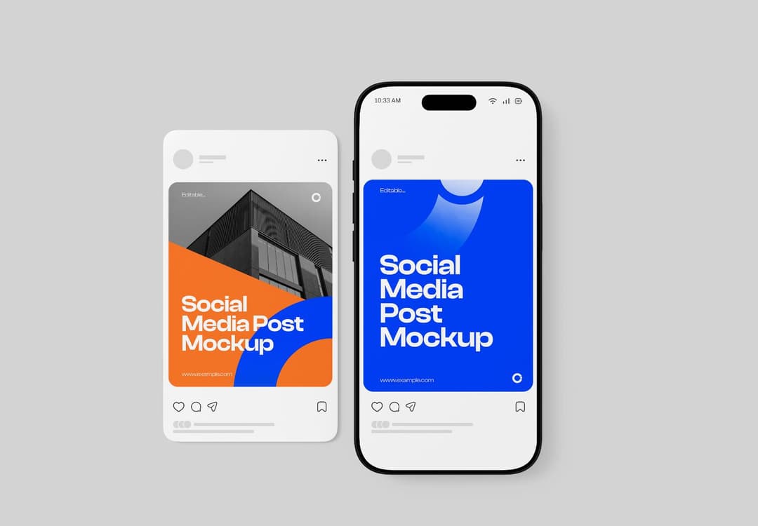 Dual Screen Social Media Post Smartphone Mockup