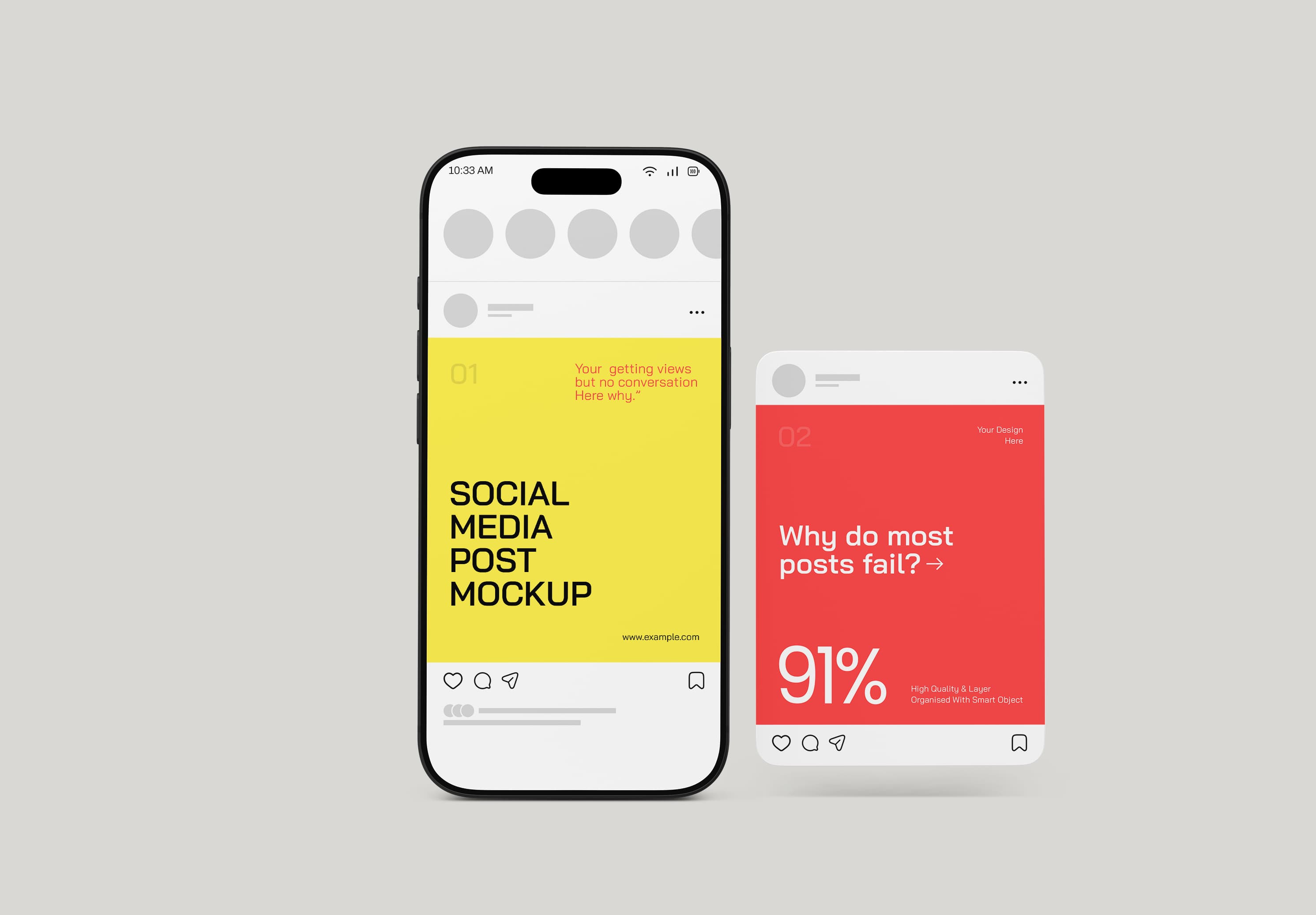 Mobile Feed Social Media Post Mockup – PSD & Online Editor