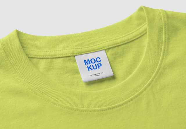 Realistic T-Shirt Neck Tag Mockup Close Up