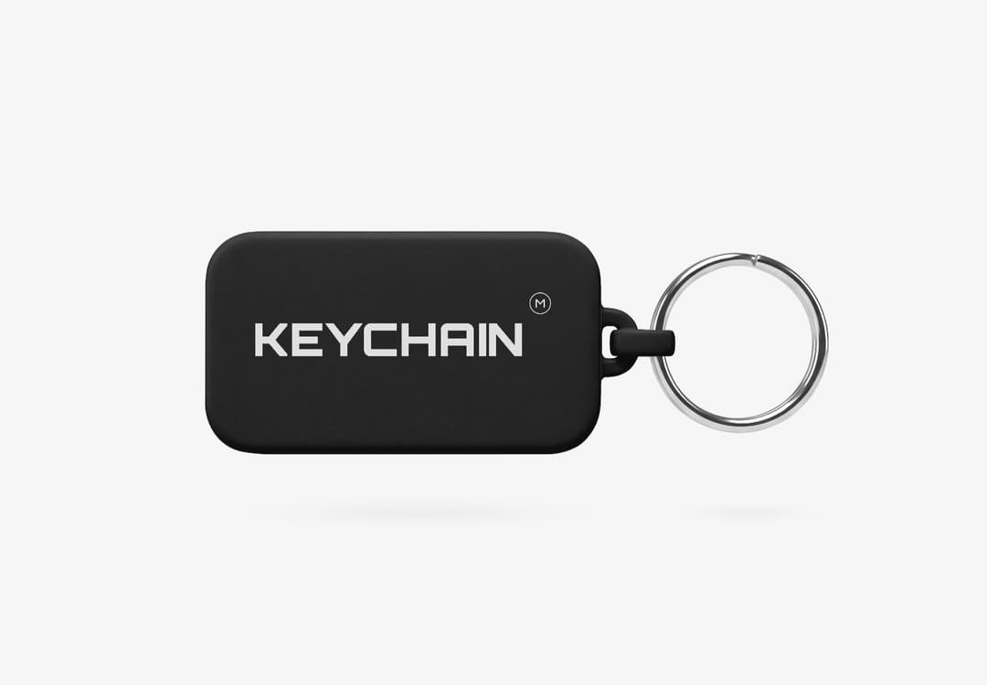 Realistic Black Keychain Mockup with Metal Rings