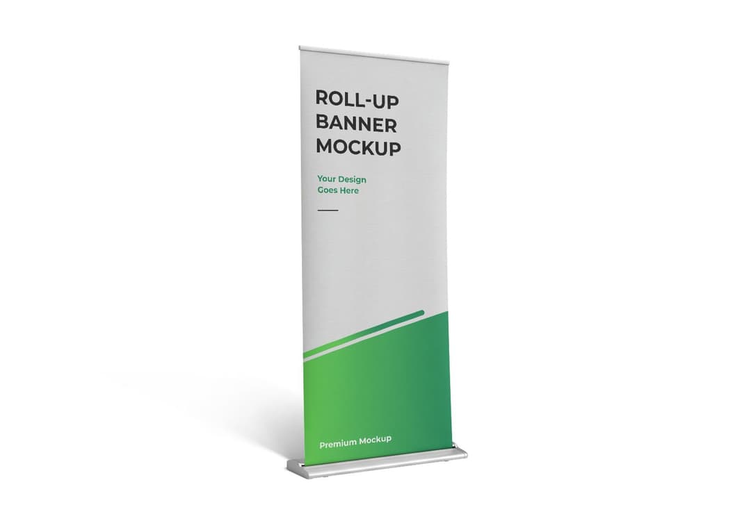 Roll-Up Banner Stand Mockup White Green Gradient