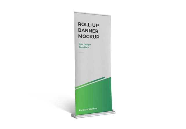 Roll-Up Banner Stand Mockup White Green Gradient