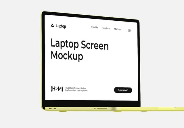 Yellow Laptop Screen Mockup Editable Design Template