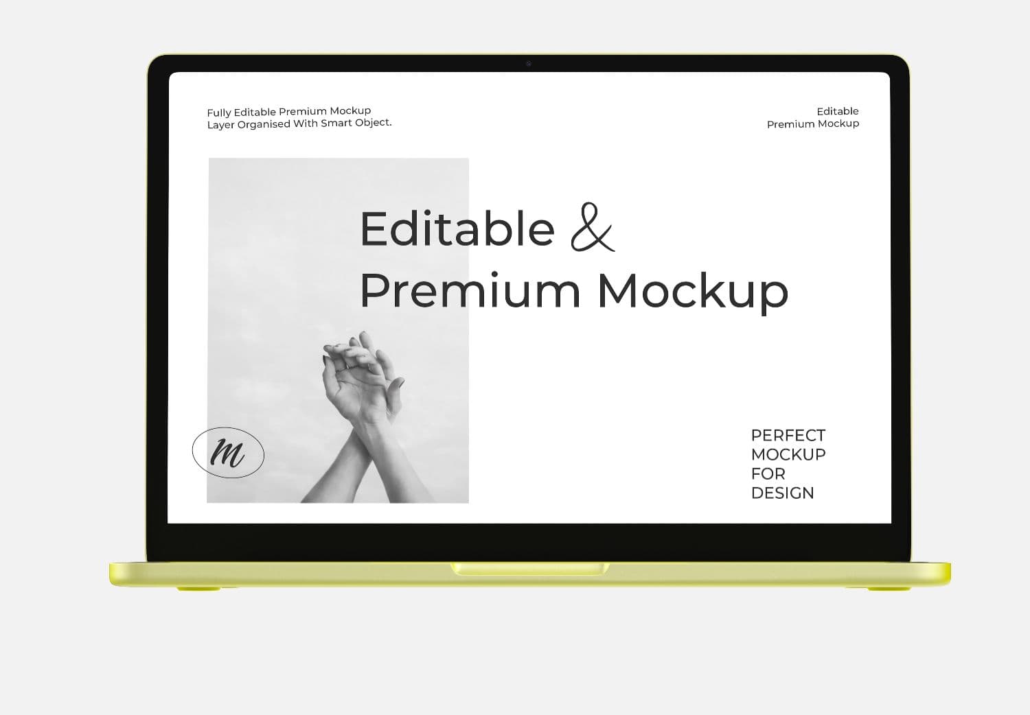 Macbok Neo Yellow Laptop Screen Mockup Front View