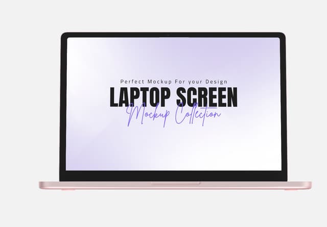 Realistic Pink MacBook Laptop Screen Mockup