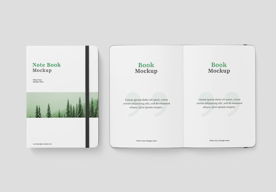 Minimal Notebook Mockup With Open Pages