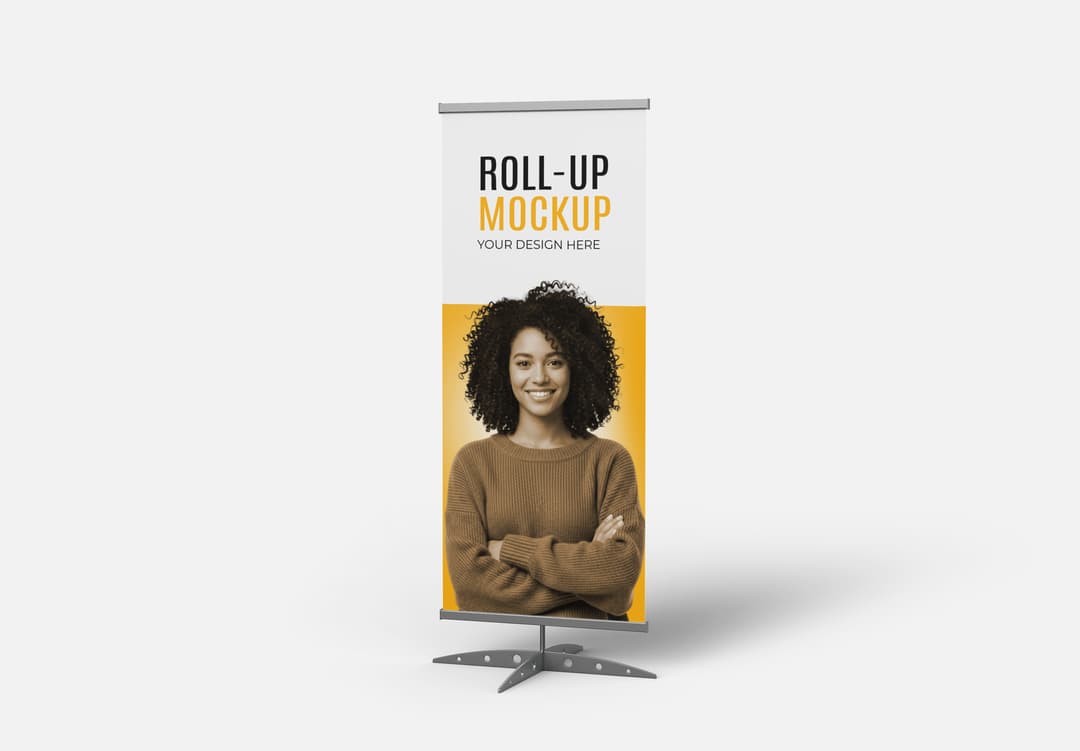 Free Roll-Up Banner Mockup PSD