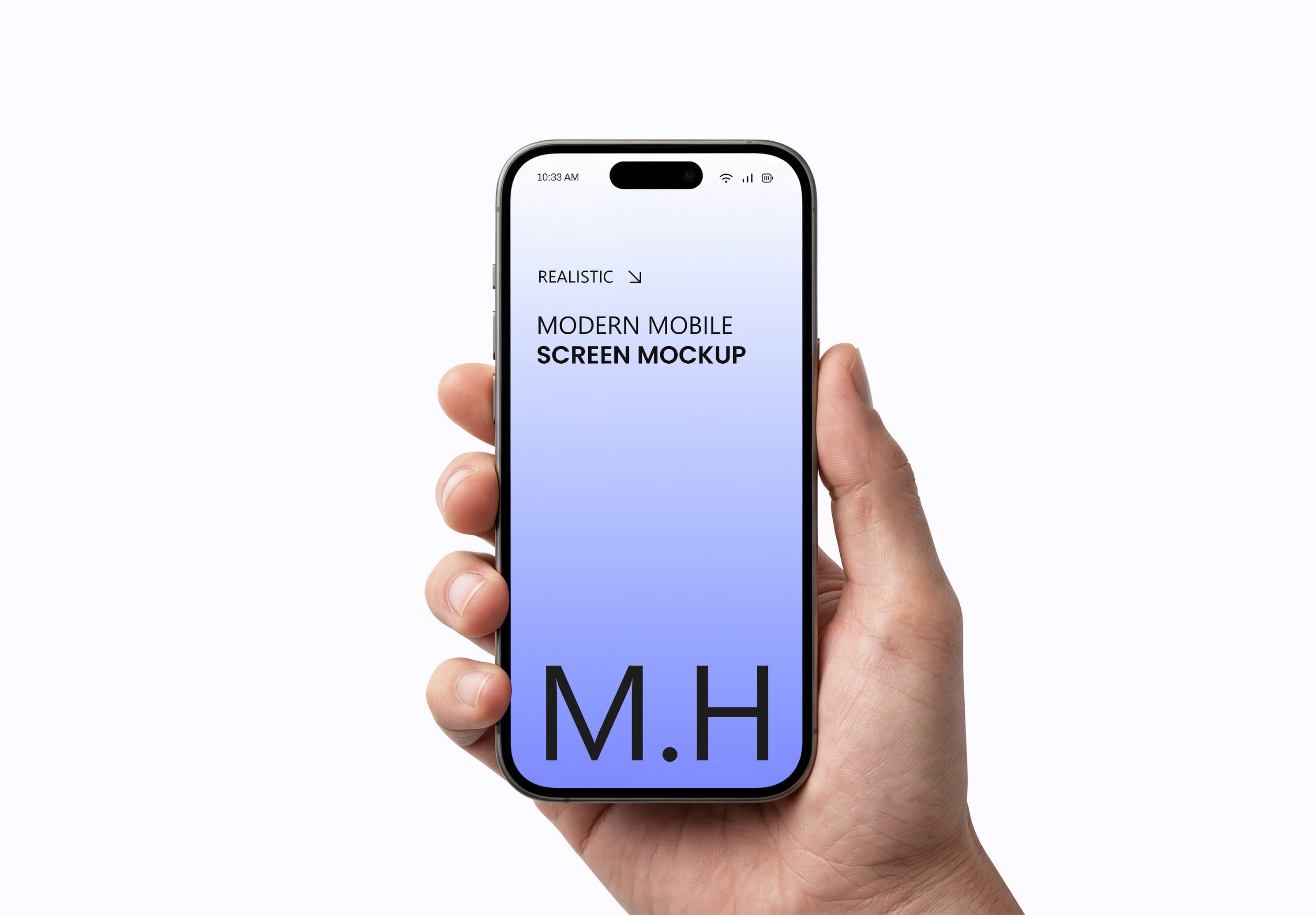 Realistic iPhone Mobile Screen Mockup Hand Held