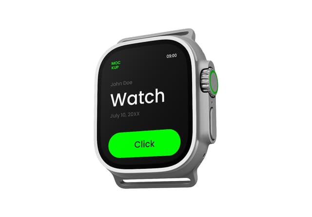 Realistic Silver Smartwatch Mockup Angled View