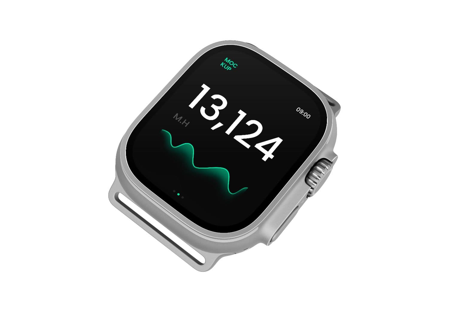 Realistic Silver Smartwatch Body Case Mockup