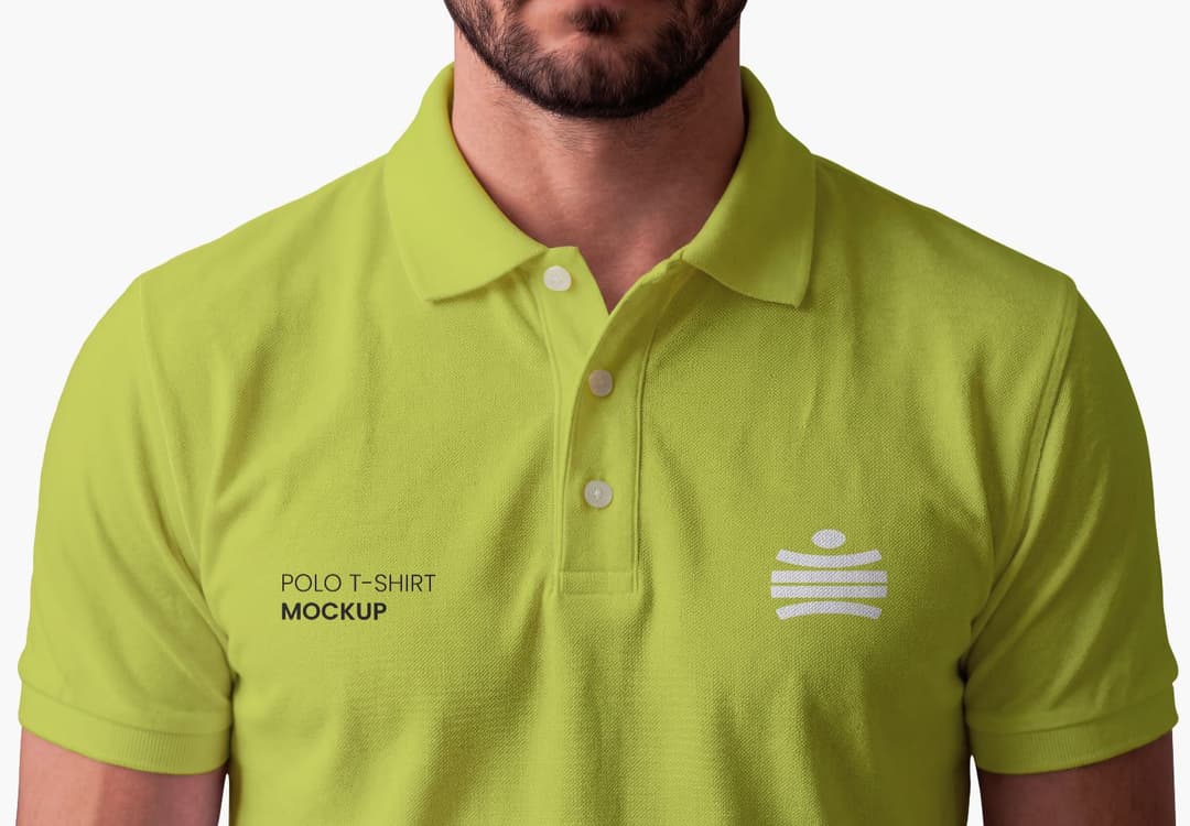 Close-Up Polo Shirt Branding Mockup with Realistic Fabric Texture