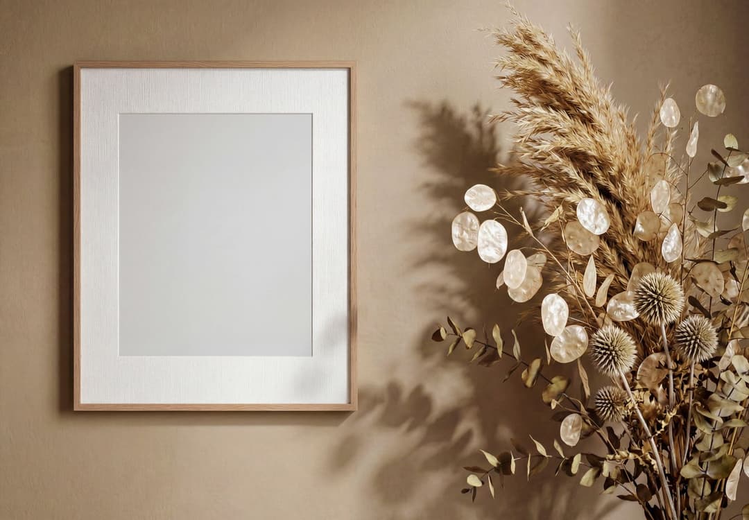 Interior Wall View Wood Frame Poster Mockup