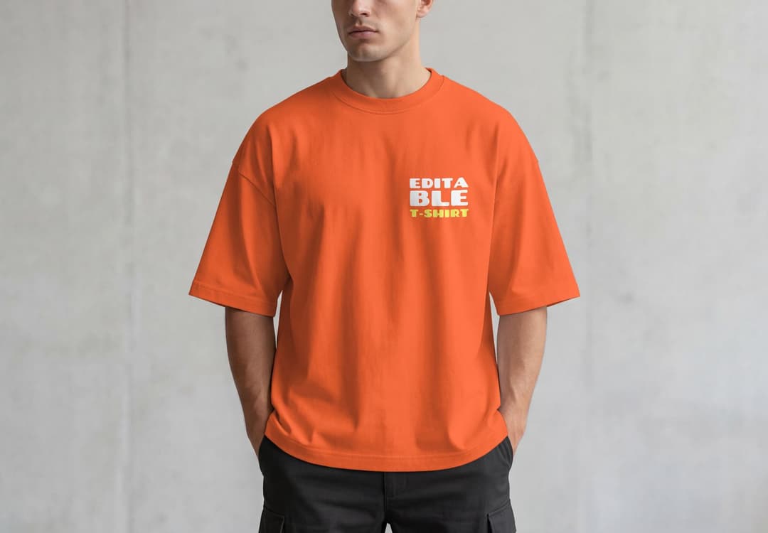 Oversized T-Shirt Front Branding Mockup with Casual Fit