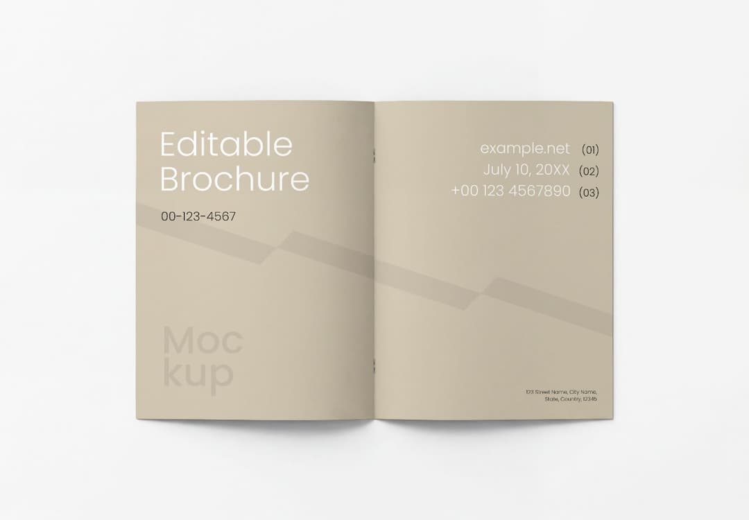 Minimal Open Brochure Spread Mockup with Clean Editorial Layout