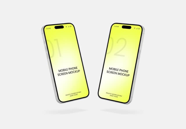 iPhone 17 Pro Dual Floating Yellow Screen Mockup