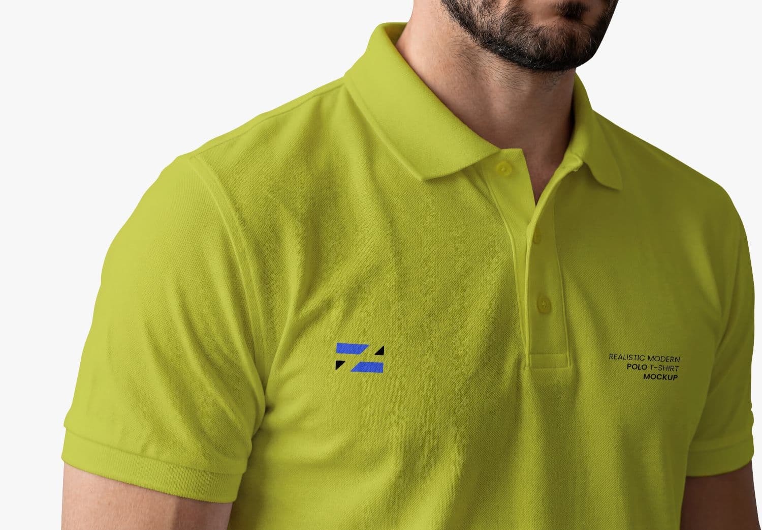 Realistic Lime Green Polo Shirt Mockup Front