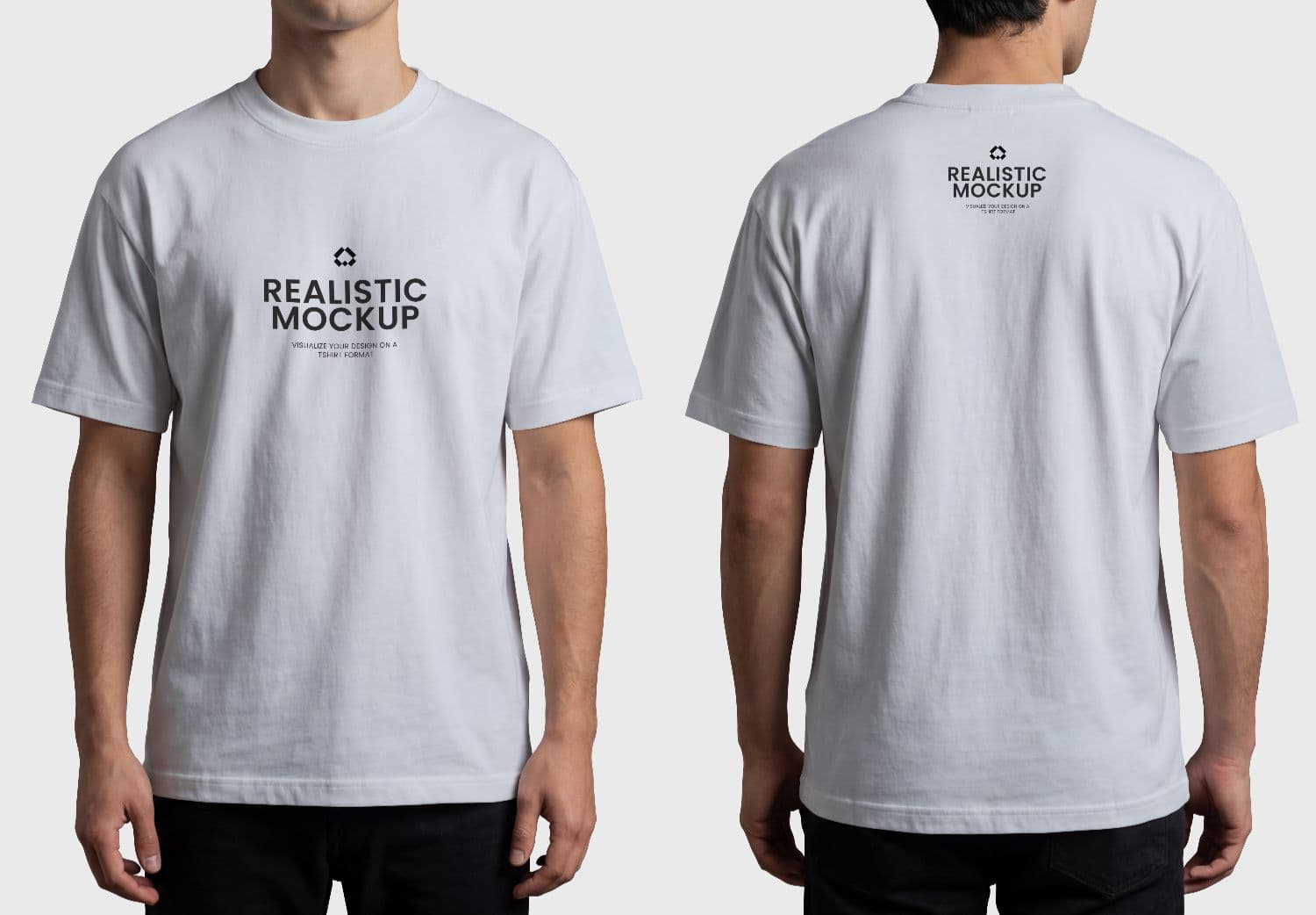 T Shirt Mockup on Model Front Back View - White Cotton Design