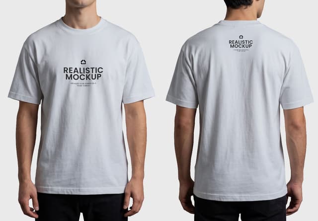 T Shirt Mockup on Model Front Back View - White Cotton Design