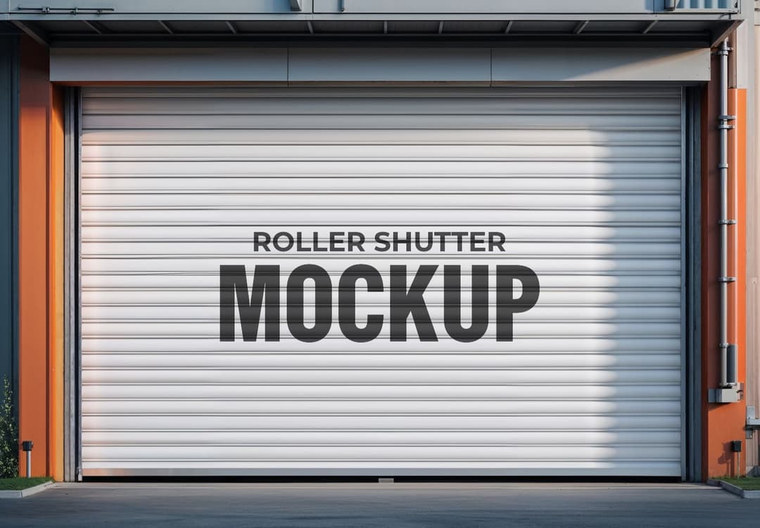 Garage Roller Shutter Mockup – Front Exterior View