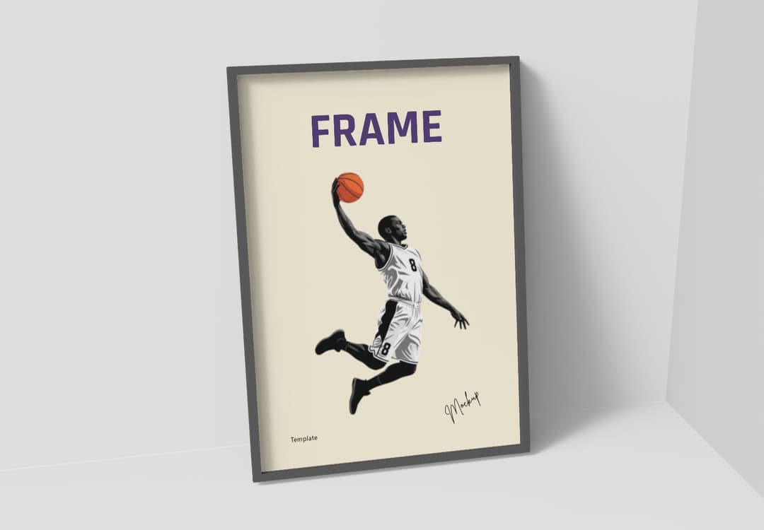 Angled Wall Frame Poster Mockup with Clean Interior Scene