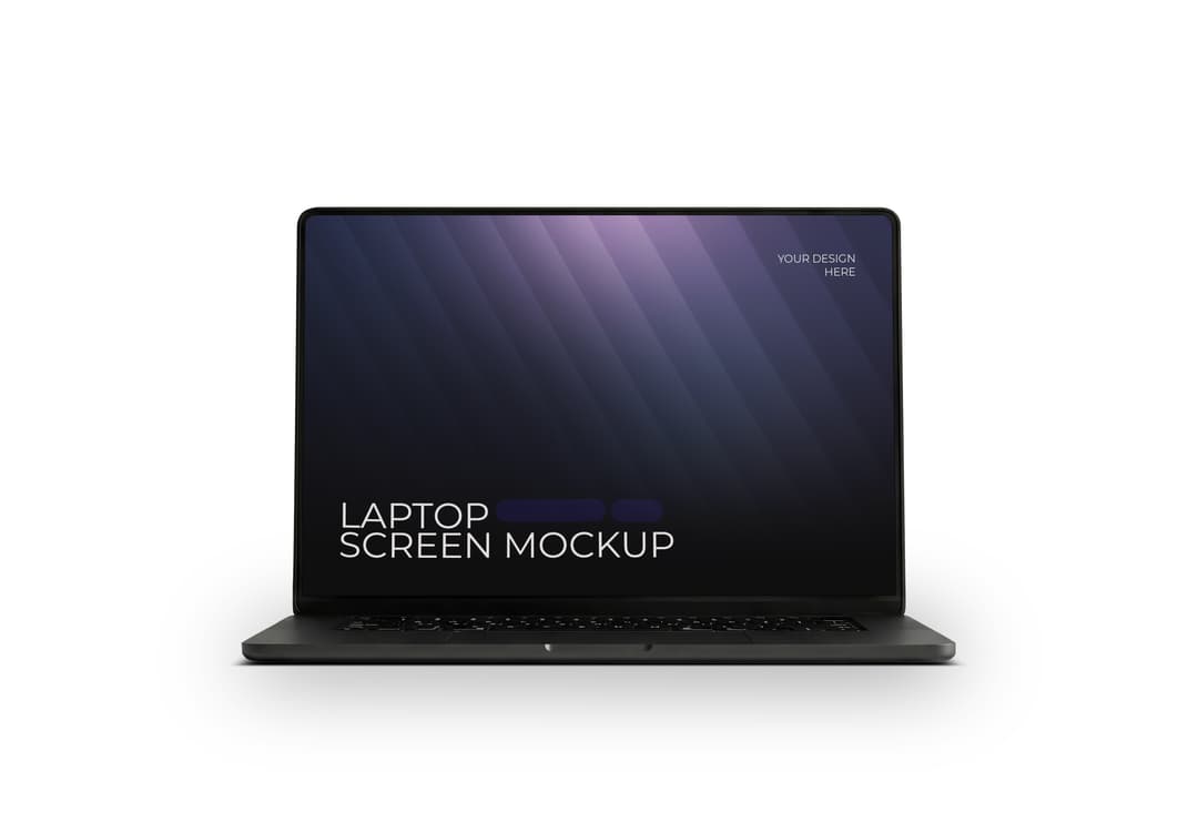 Black Macbook Laptop  Front View Mockup | MockupHive