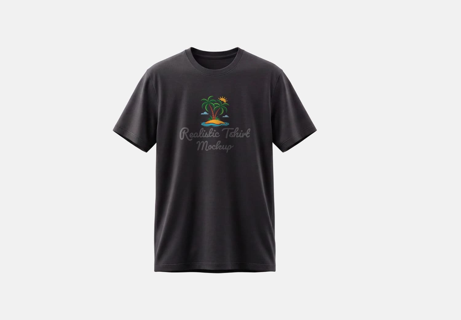 Front Print Black T Shirt Mockup with Minimal Apparel Style