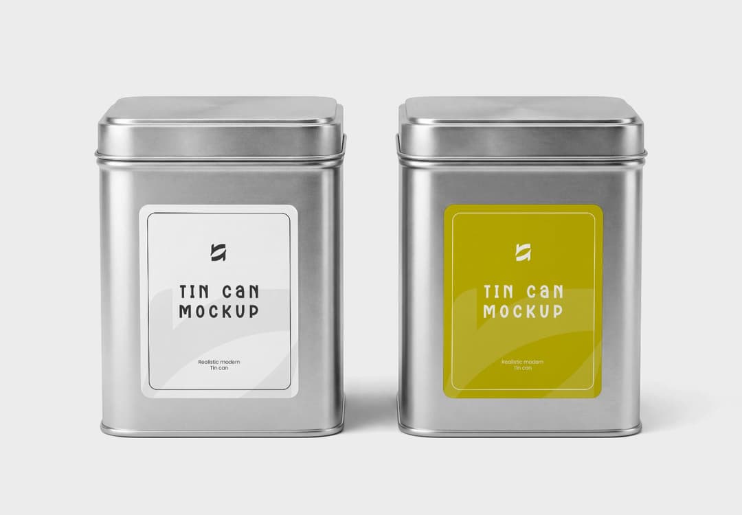 Tin Can Mockup - Silver Metal Packaging Container Design
