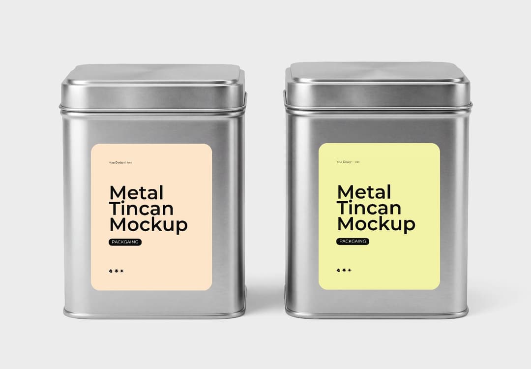 Metal Tin Can Mockup - Silver Packaging Container