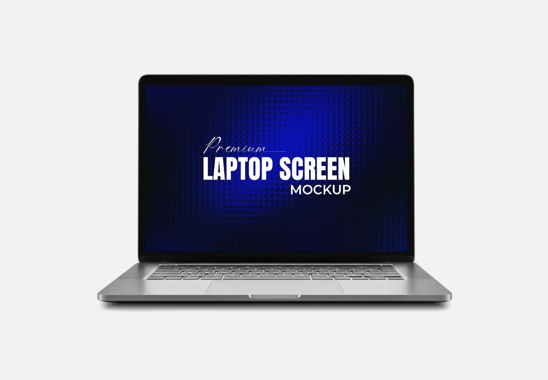 Laptop Screen Mockup – Front View Blue Geometric Pattern