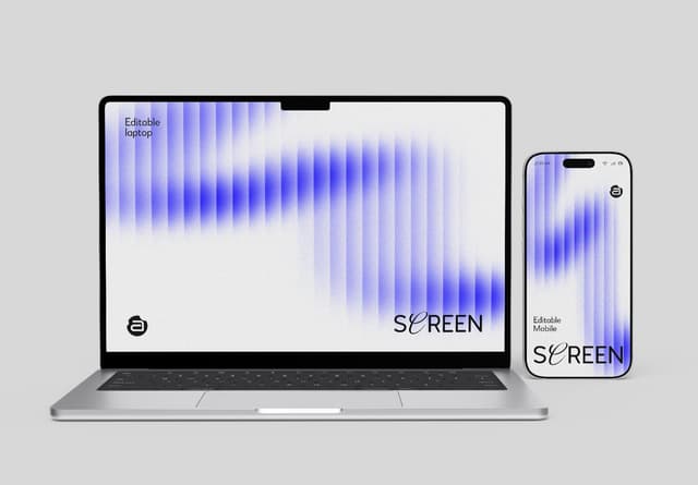 Laptop and Mobile Phone Mockup Set - Digital Devices Screen Template.