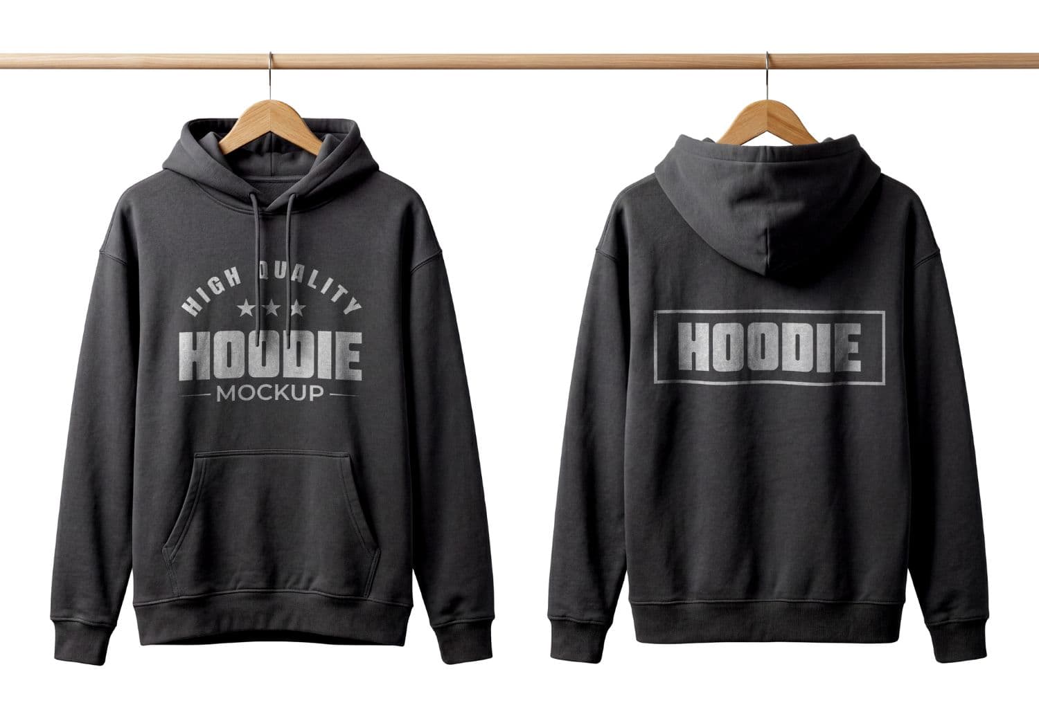 Hoodie Mockup Front Back – Dual View Hanging Display