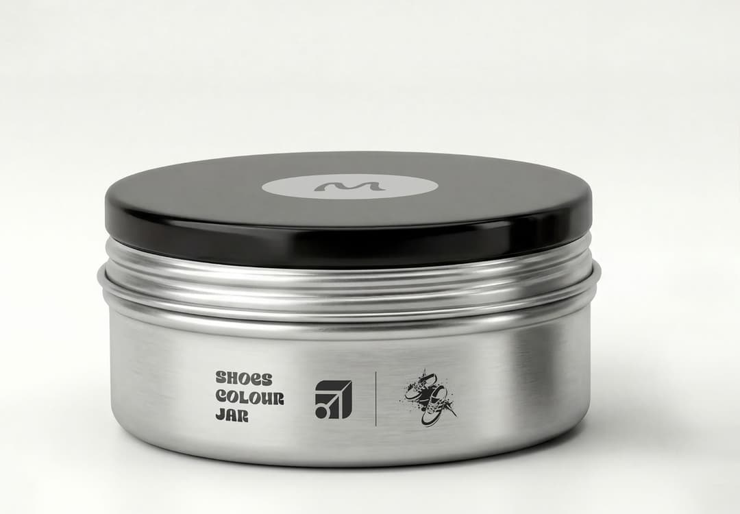 Metal Shoe Polish Jar Mockup with Black Lid