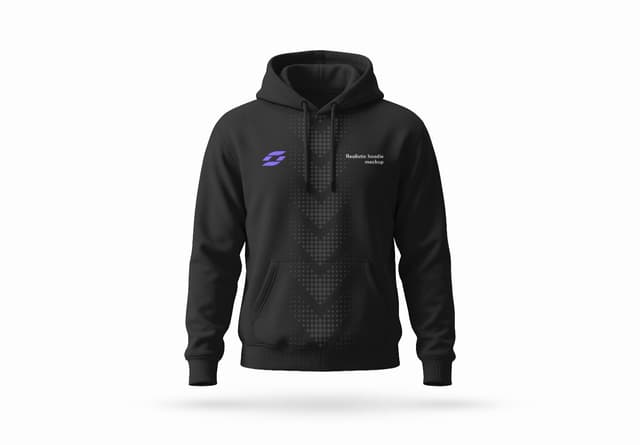 Black Hoodie Mockup - Realistic Pullover Sweatshirt Design Template