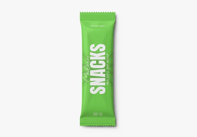 Snacks Bar Mockup - Green Energy Bar Packaging Design Template