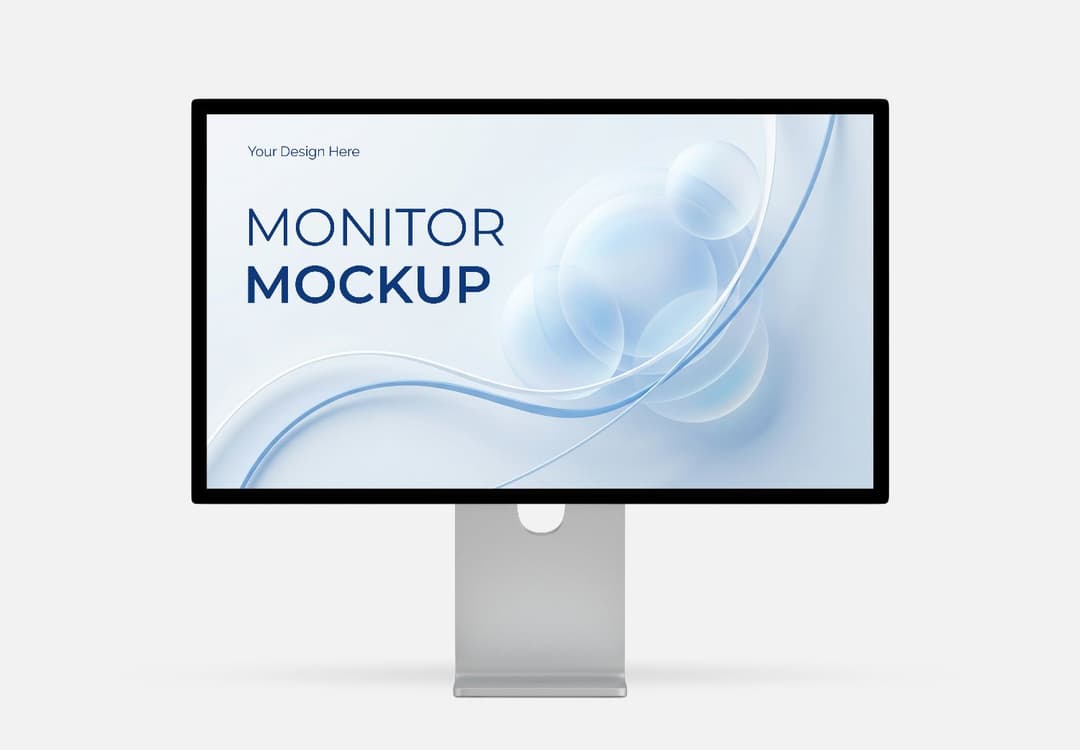 iMac Desktop Monitor Mockup – Front View Silver Stand