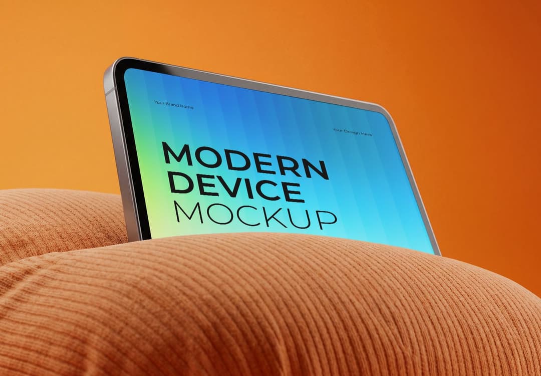 iPad Pro Tablet Screen Mockup – Angled View with Editable Display
