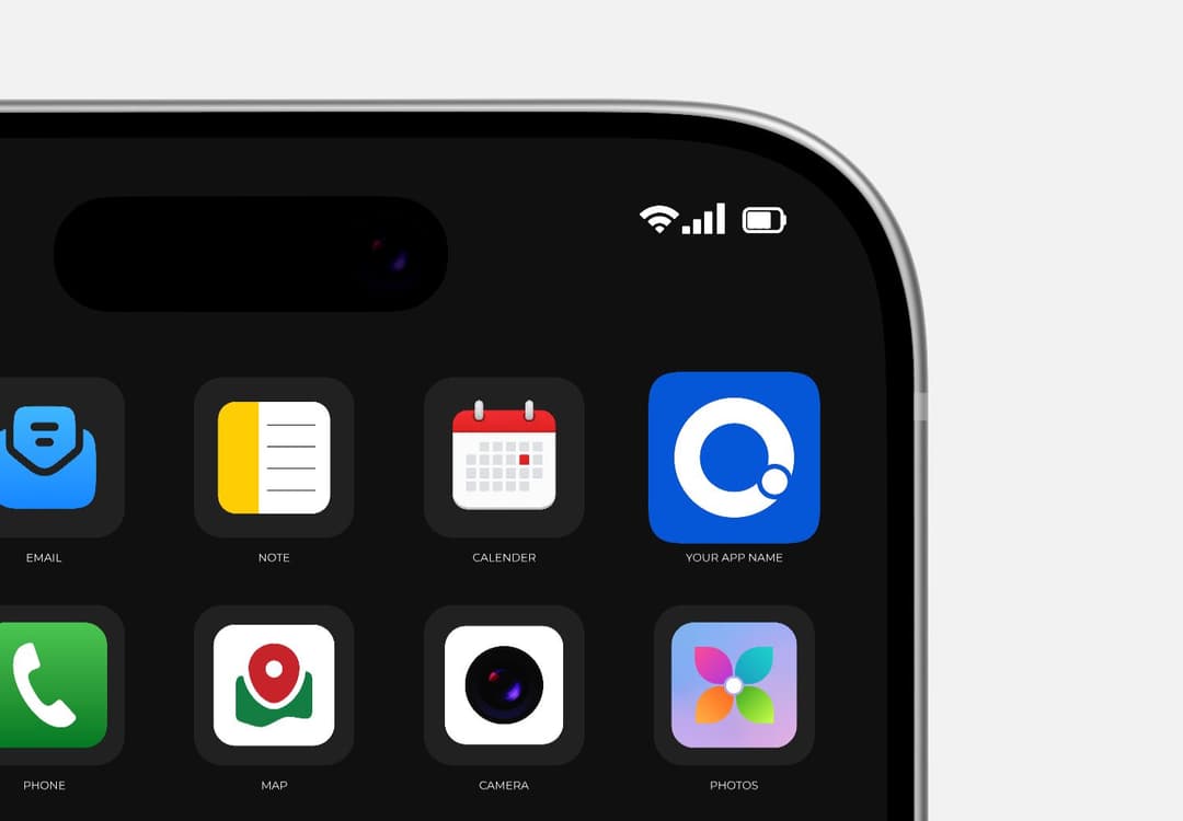 Realistic Mobile App Icon Screen Mockup