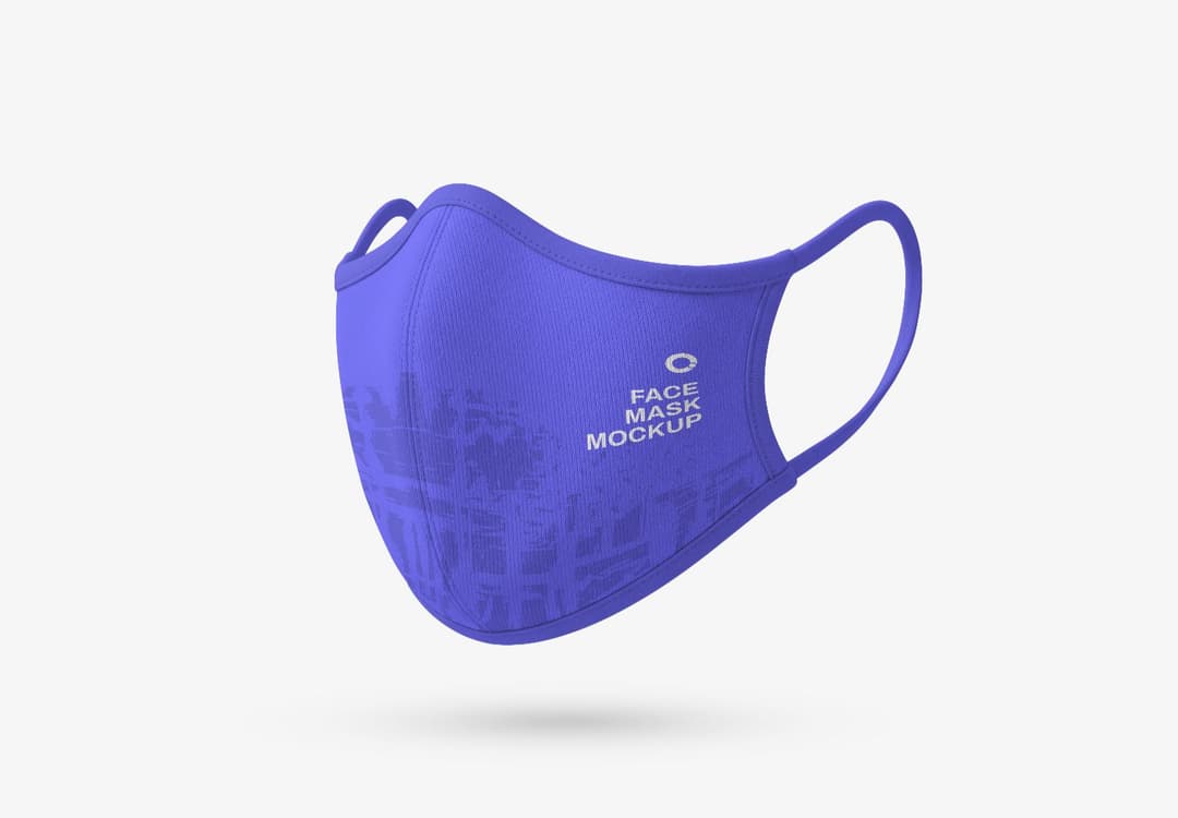 Fabric Face Mask Mockup – Floating Angle View