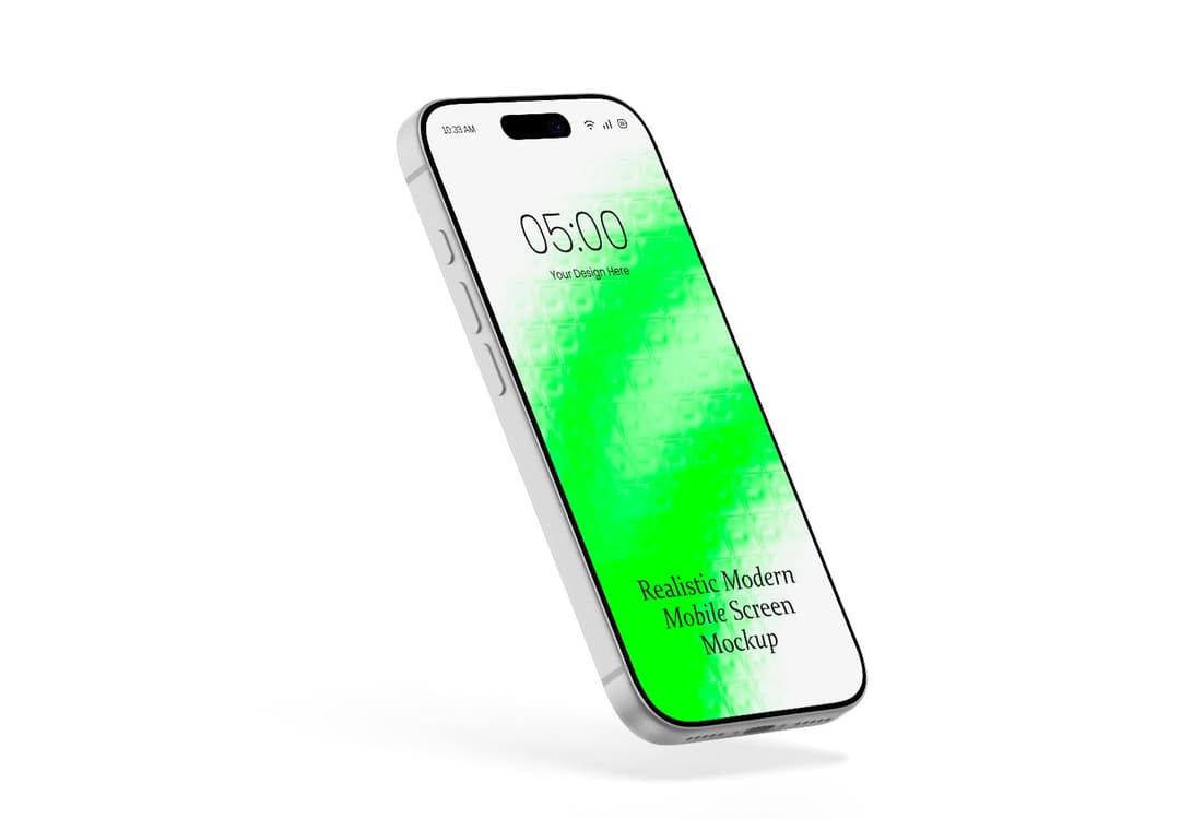 Angled Mobile Phone Screen Mockup