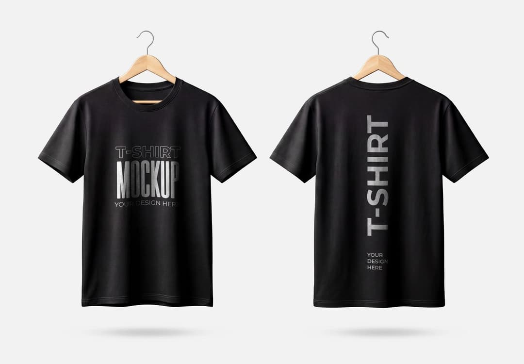 T-Shirt Front and Back View Hanging Mockup