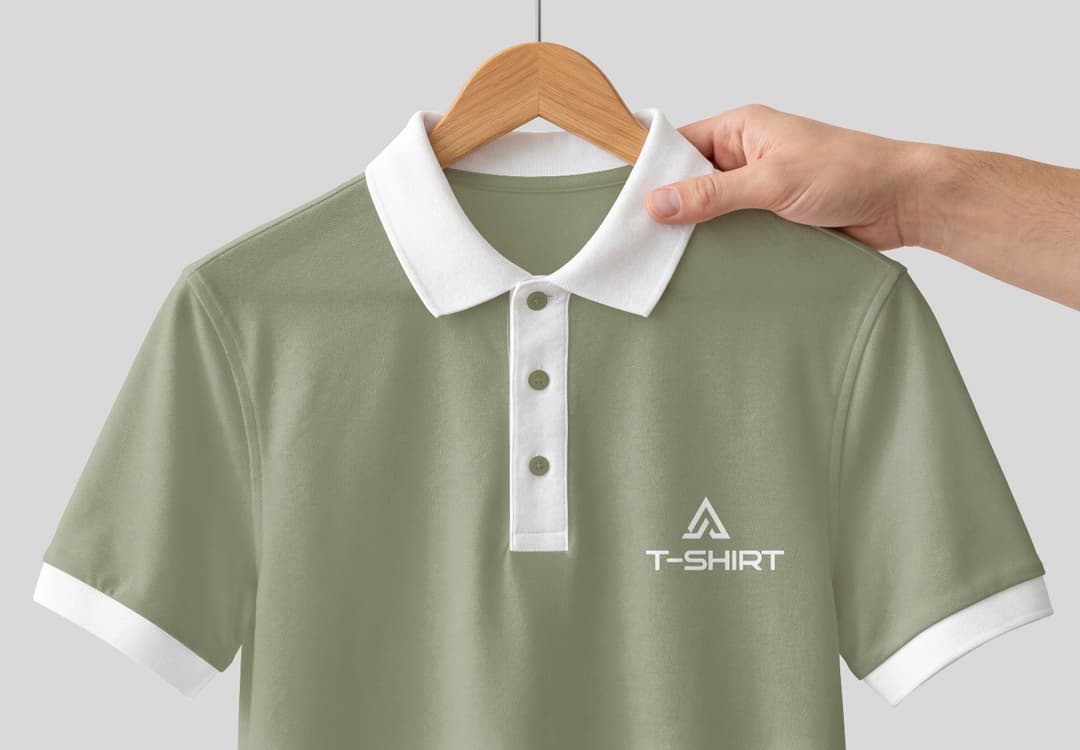 Hanging Front View Polo T-Shirt Mockup