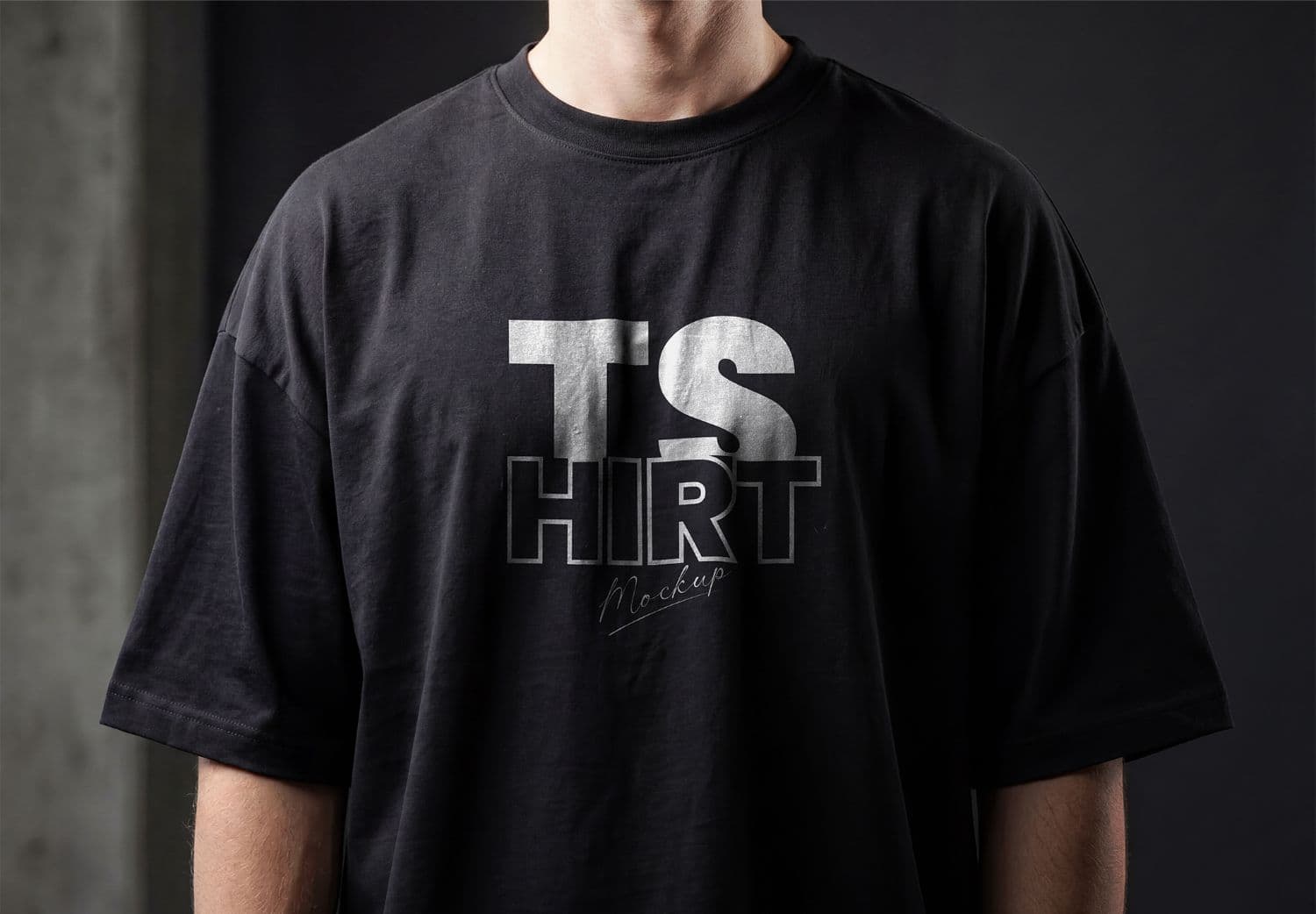 Black Oversized T-Shirt Studio Mockup