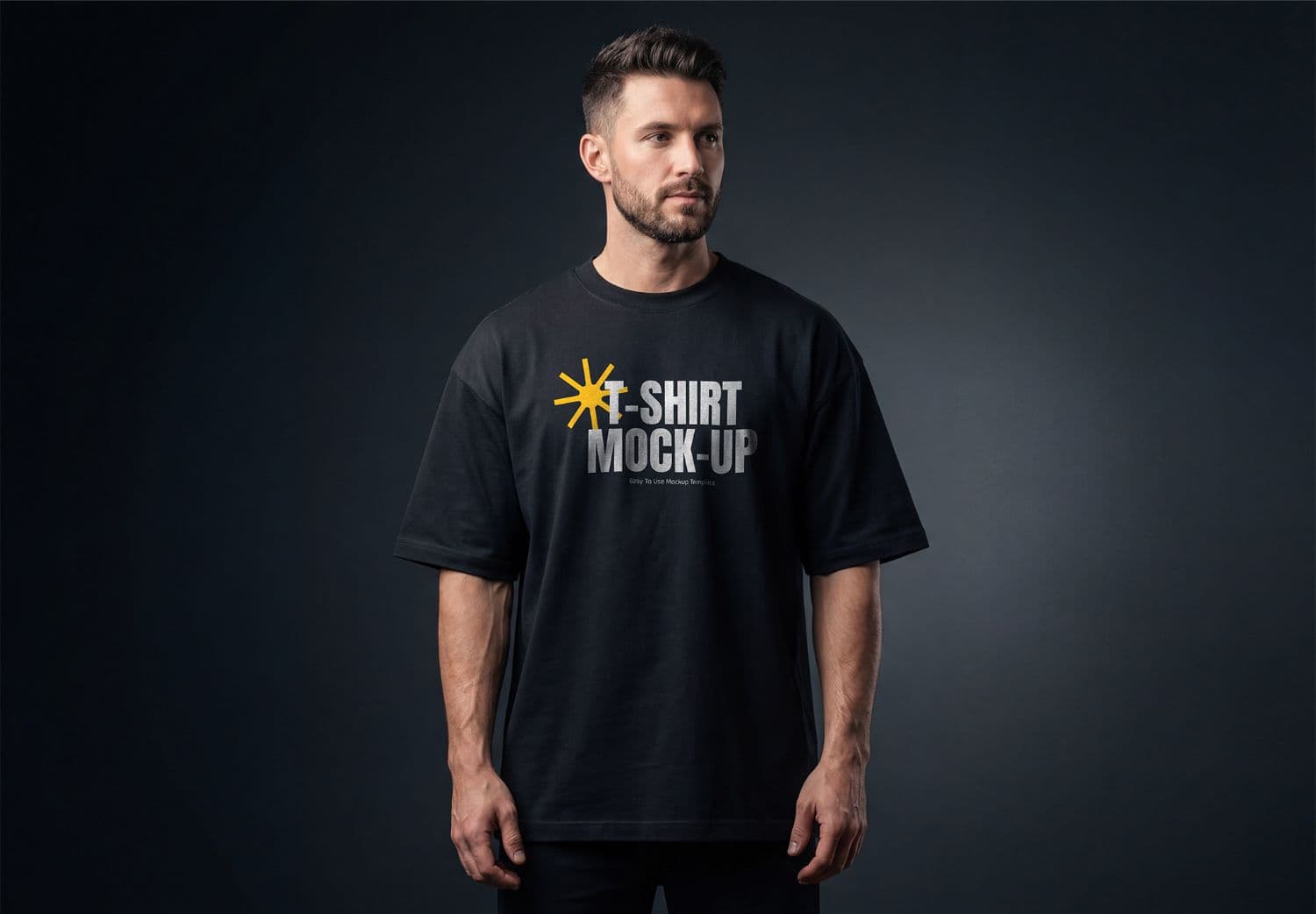 Oversized T-Shirt Mockup with Male Model